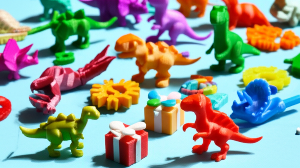 Colorful 3D printed toys and accessories